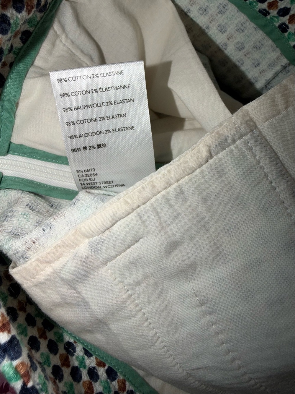 Anthropologie White High-Waist Scallop Hem Shorts with Blue & Brown Dot Print - Picture 9 of 9